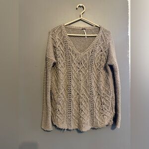 Free People Brown Cable Knit Sweater